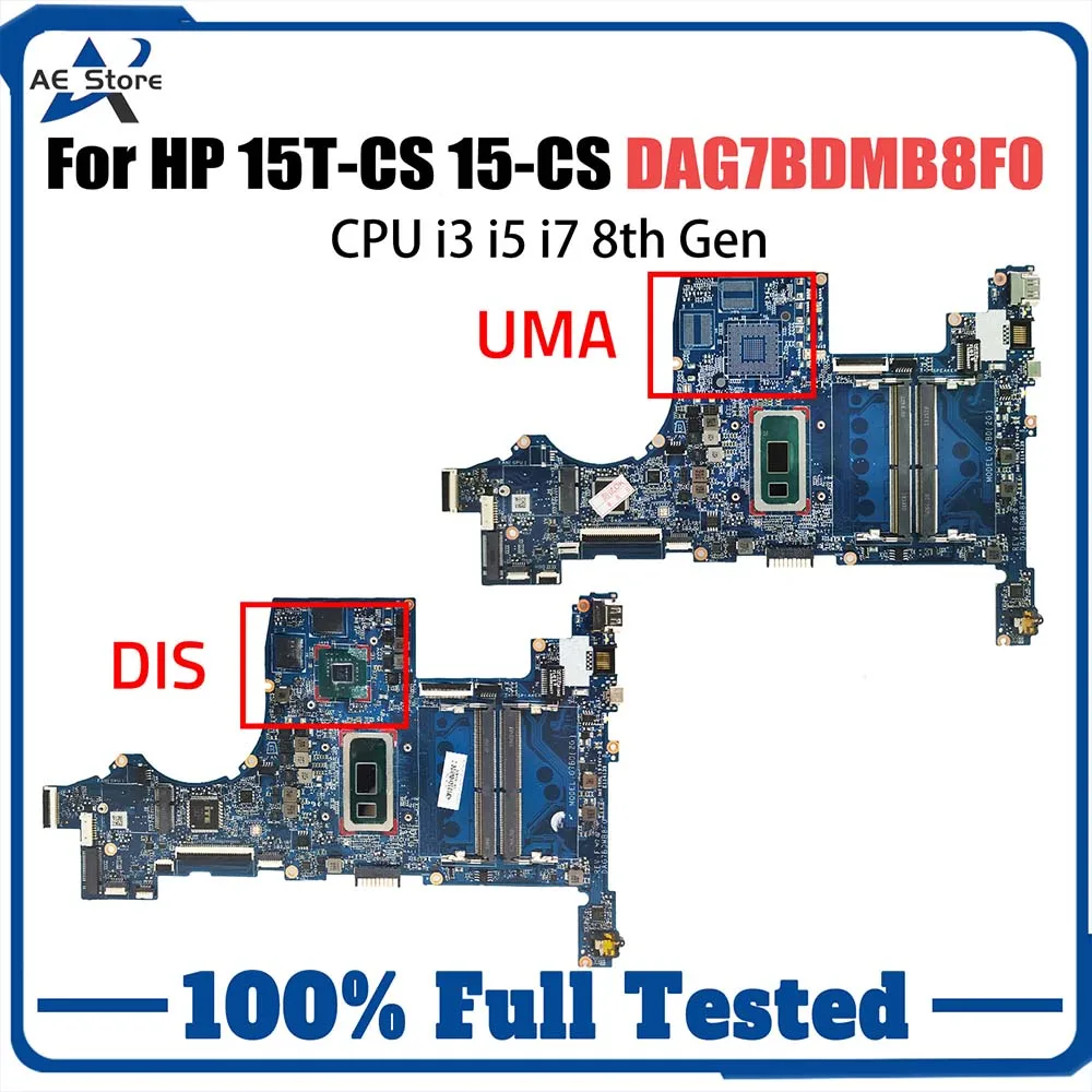 

Notebook Systemboard For HP Pavilion 15T-CS 15-CS L34174-001 L34173-601 DAG7BDMB8F0 Laptop Motherboard CPU I3 I5 I7 8th Gen