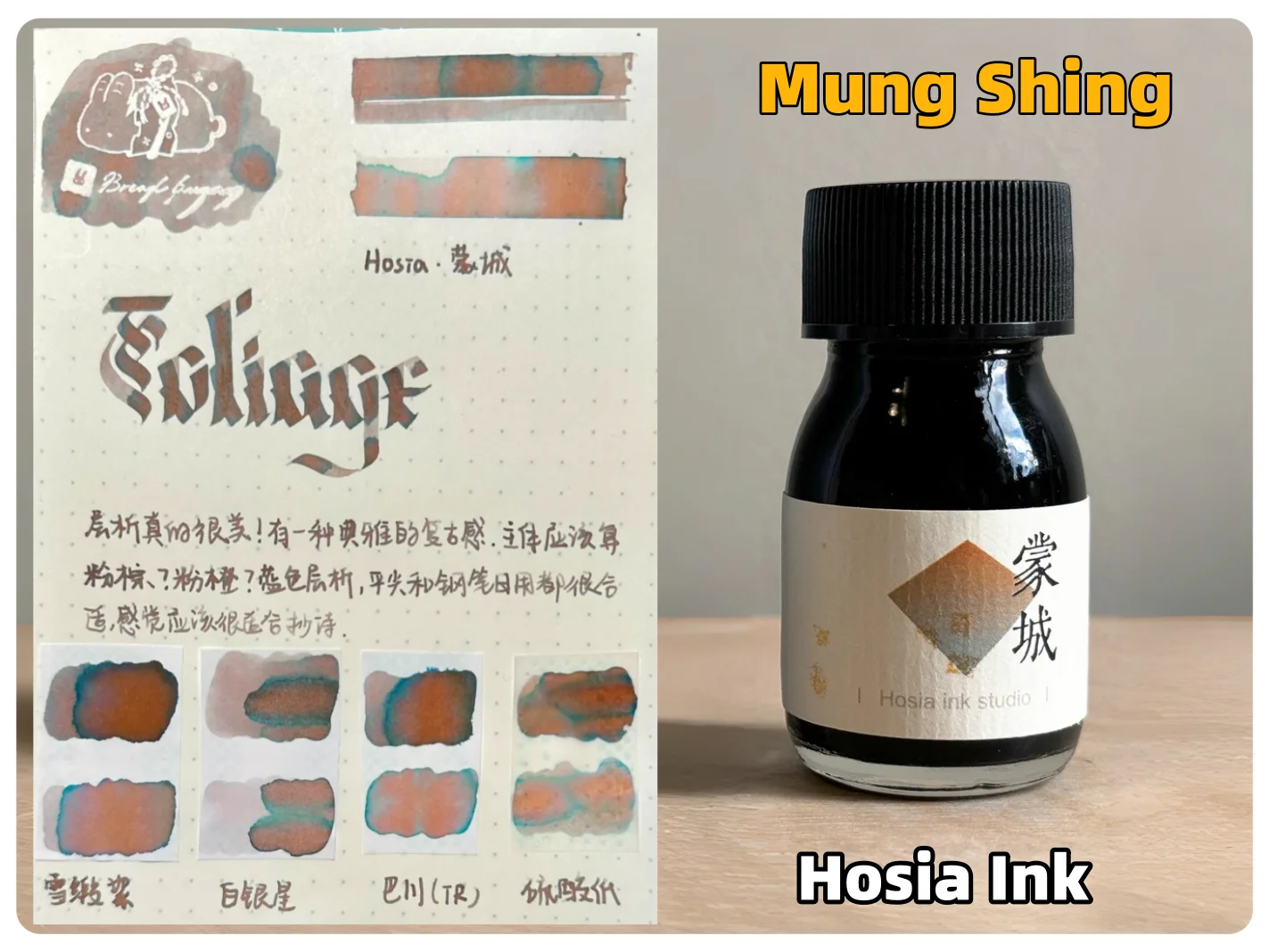 HOSIA Ink, Mung Shing, Chromatography Sheen SHADING  Ink 30ML