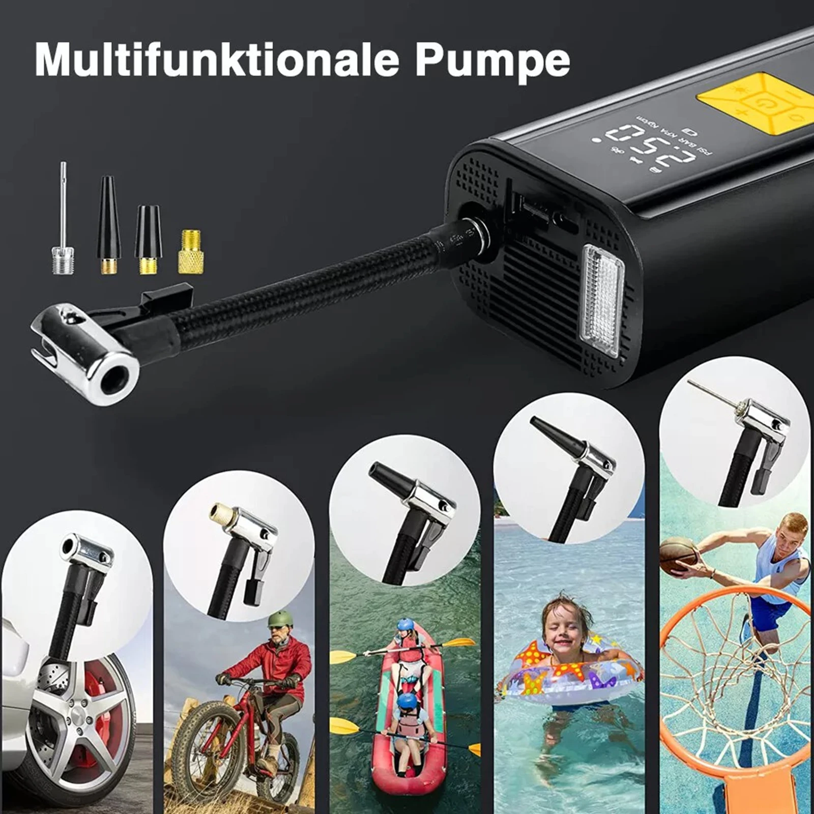 8000mAh Digital Tire Inflatable Locomotive Car Portable Air Compressor Pump for Auto Car Motorcycle Bicycle Inflatable