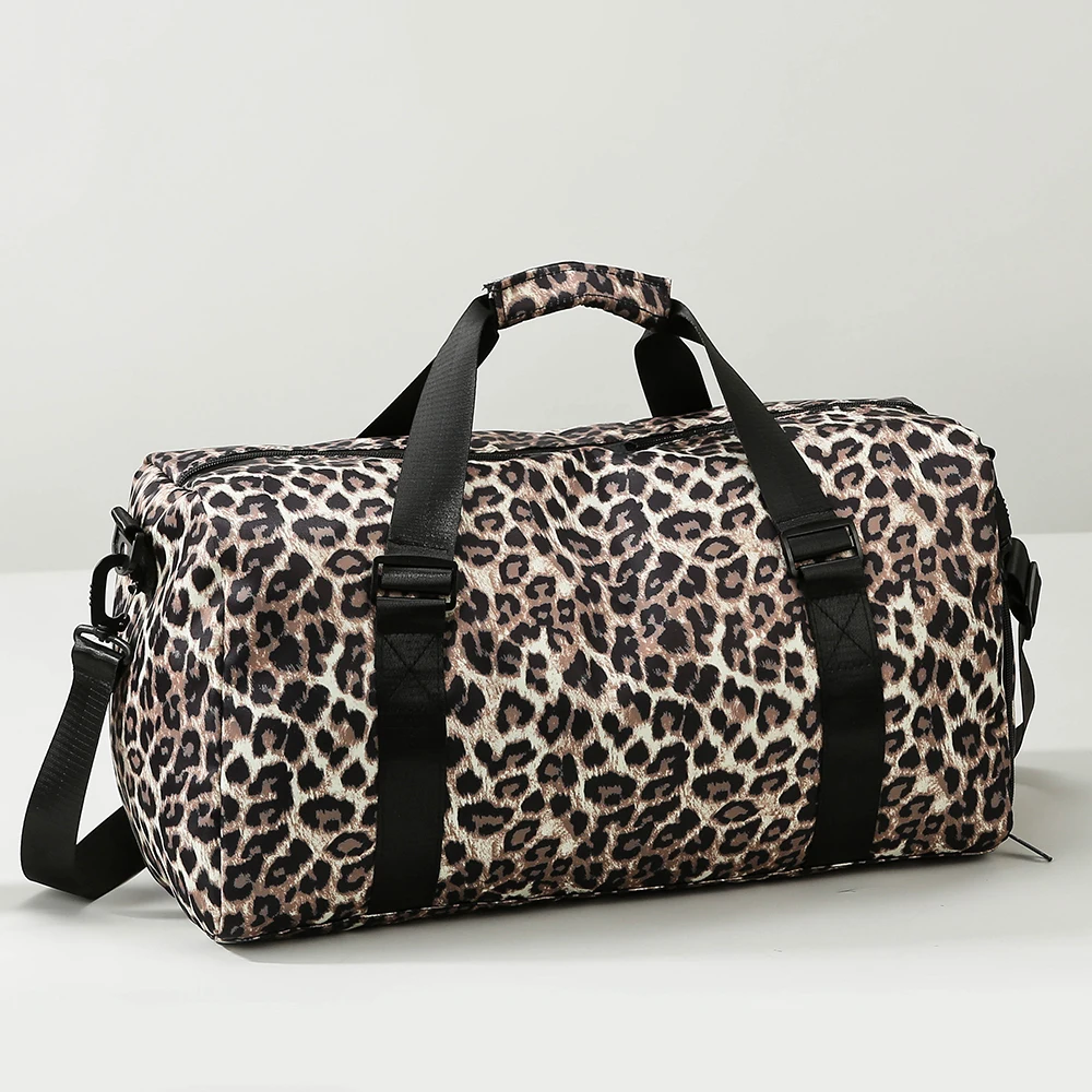 

Женская дорожная сумка с леопардовым принтом, сумка-тоут для йоги и спортзала с отдельным отделением для обуви, сумка для хранения вещей на выходные для студентов