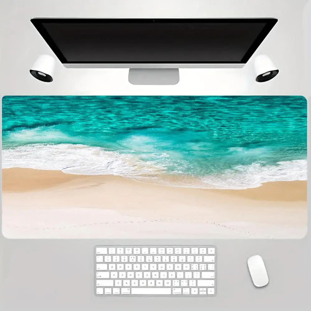 Beach Landscape Mouse Pad, Blue Ocean Style Design, Non-Slip Rubber Desk Mat, Gaming Accessory, Suitable for Laptop Home Office