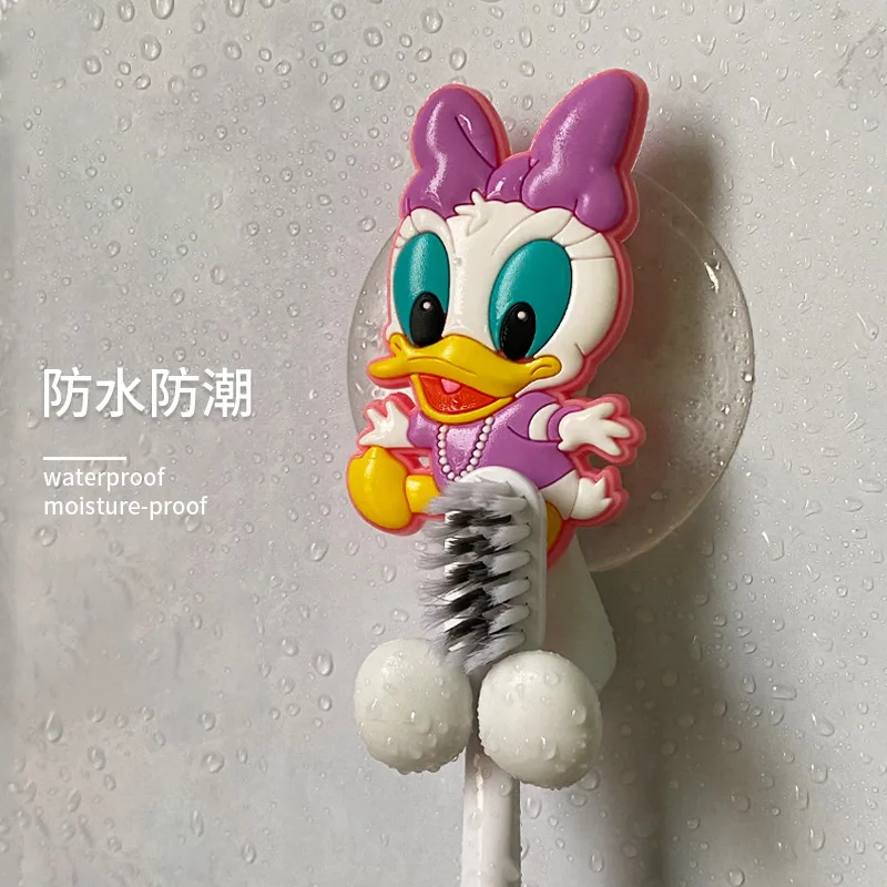 Disney Mickey Minnie Mouse Anime Figure Cartoon Toothbrush Holder Toys Stitch Zootopia Doll Wall Mounted Shelf kids Gifts