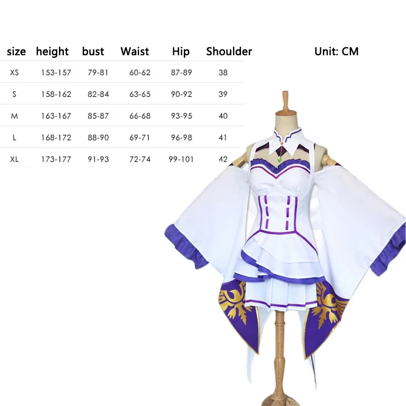 Nene 2025 Re Zero Sets شعر مستعار للنساء فستان إميليا زي أنيمي كوسبلاي لحفلة الهالوين c