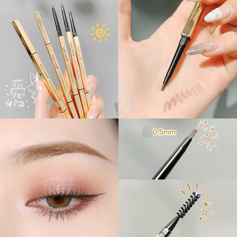 Crayon à sourcils à double tête, longue durée, imperméable, marron, noir, stylo à sourcils, teinte, mascara, améliorer les cosmétiques, beauté, maquillage des femmes