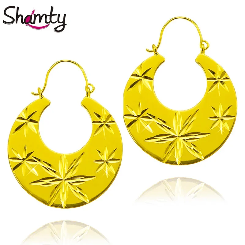 Shamty Handmade Earrings Jewelry Women Eritrean Nigeria Kenya Middle East African Pure Gold Color Earring Top Quality E30001