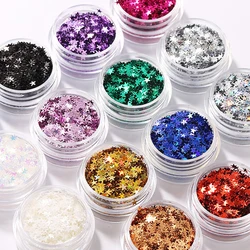 PrettyG 1 Box 3mm Stars Holographic Glitter Shapes Opal Nail Sequins Iridescent Glitter Supplies For Resin DIY Nail Decoration