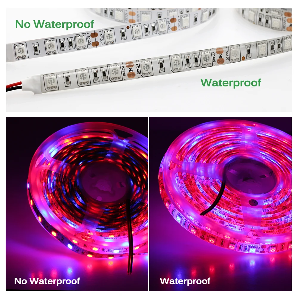 Plant Grow Lights 5M/Lot Waterproof Full Spectrum LED Strip Light 300LEDs 5050 Chip Flower Phyto Lamp for Greenhouse Hydroponic