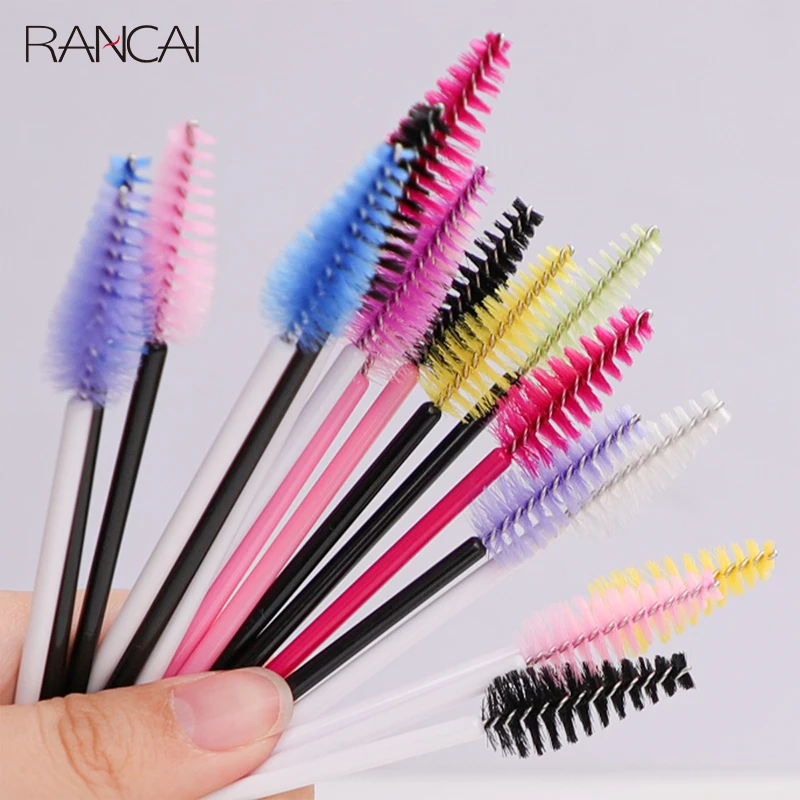 RANCAI Disposable Eyelashes Eyebrow Brush Comb 25 Pcs Eye Lashes Extension Mascara Wands Makeup Professional Make Up Beauty Tool