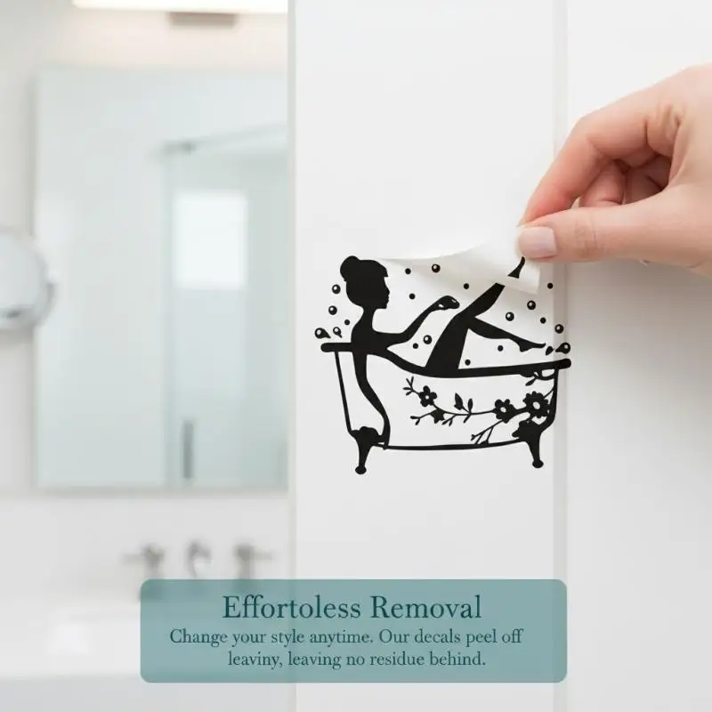 Bathroom Waterproof DIY Creative Wall Sticker Bath Time Vinyl Door Sticker Removable Bathroom Art Decal Door Stickers
