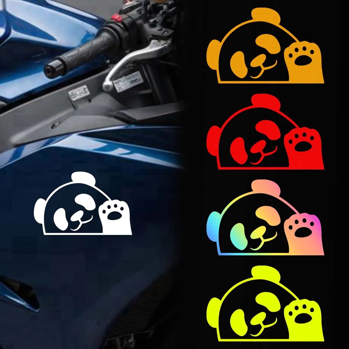 Niedlicher Panda, reflektierende Motorradaufkleber, Moto-Helm, Kraftstofftank, Heckbox, Körper, dekoratives Vinyl, Motorräder, Zubehör, Aufkleber
