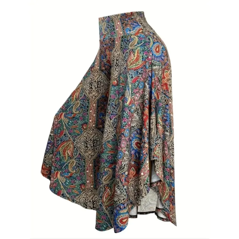 

Большие размеры 1XL-5XL, женские модные свободные брюки в богемном стиле, женские повседневные длинные брюки с цветочным принтом на талии