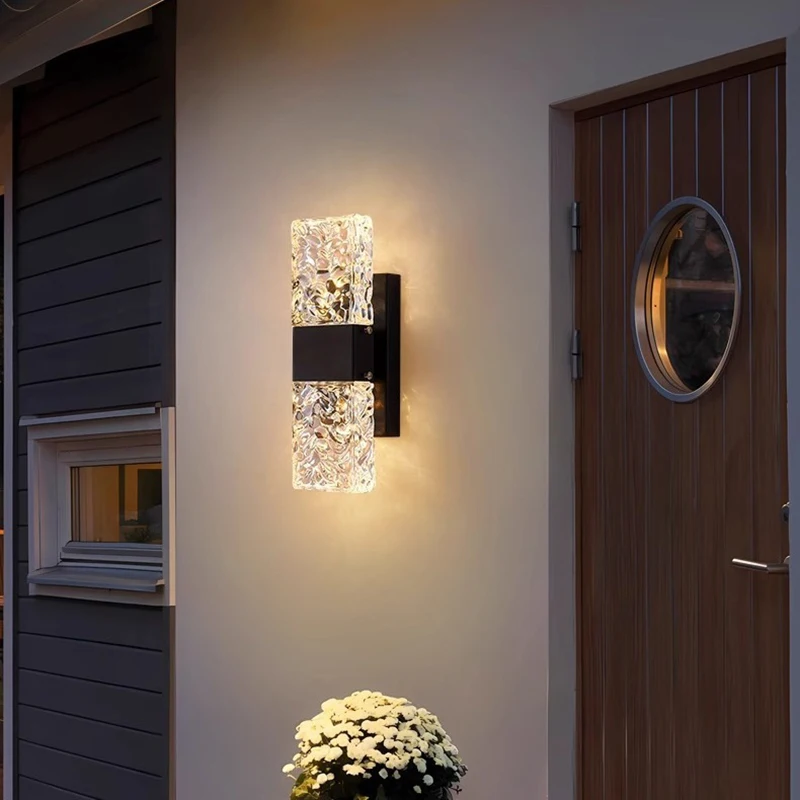 Outdoor Crystal Wall Light Modern Living Room Bedroom Bedside Wall Sconces Corridor Staircase balcony Waterproof Porch Light