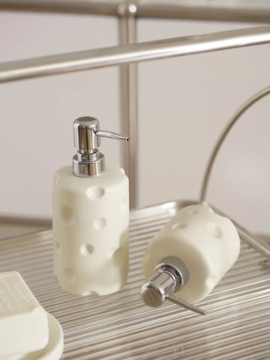 New Cheese Ceramic Lotion Bottle Packaged Bottle Shampoo Hand Sanitizer Large Capacity Press Bottle Shampoo Dispenser