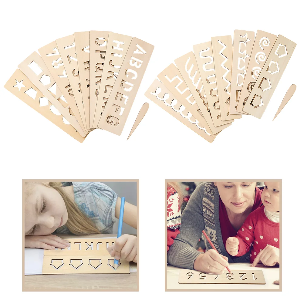 16 Pcs Wooden Exercise Board Children's Toys Tracing Cognitive for Kids Gift Early Educational Template Writing Toddler