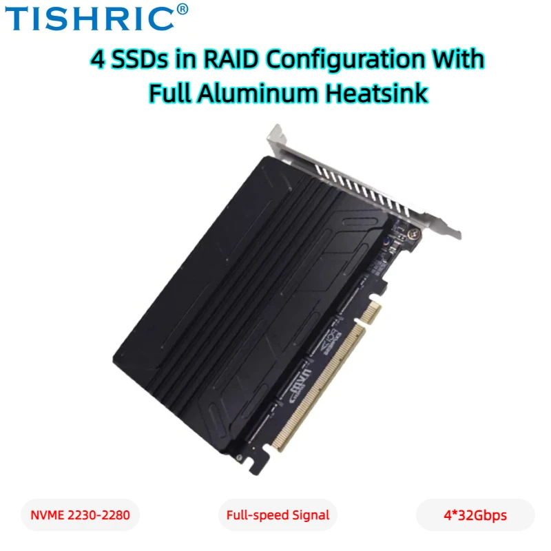 

TISHRIC M.2 NVME\MKEY SSD Raid PCIE X16M X17 Expansion Adapter PCIE Split Card With\Without Full Aluminium Heat Sink PH44\PH44C