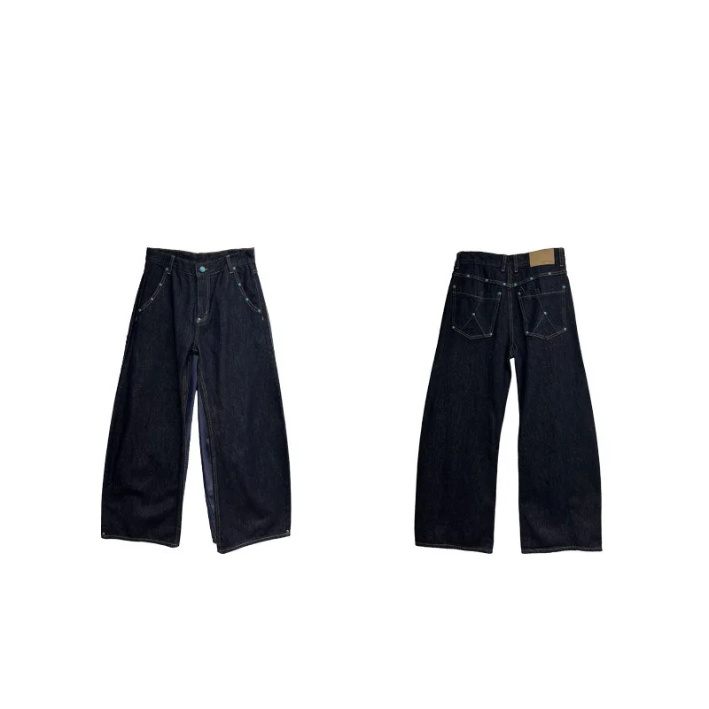 Benuynffy American New Washed Mid Rise Flared Jeans Women 2026 Summer New Rivet Pockets Casual Streetwear Y2k Baggy Denim Pants