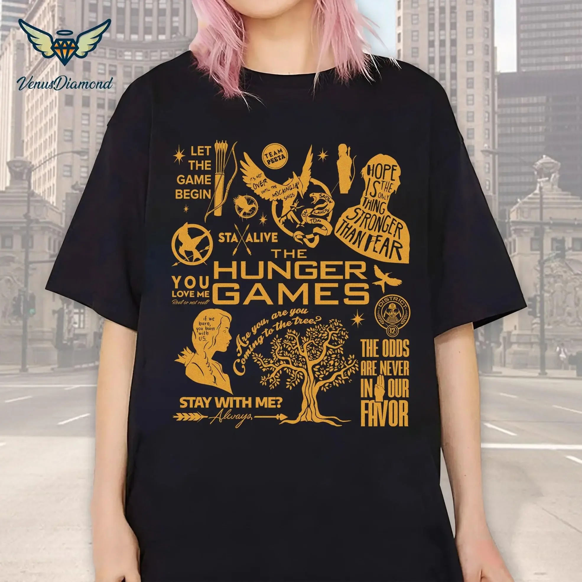 Los juegos del hambre Vintage Doodle ArT camiseta SweaT Coriolanus Snow Peeta Mellark