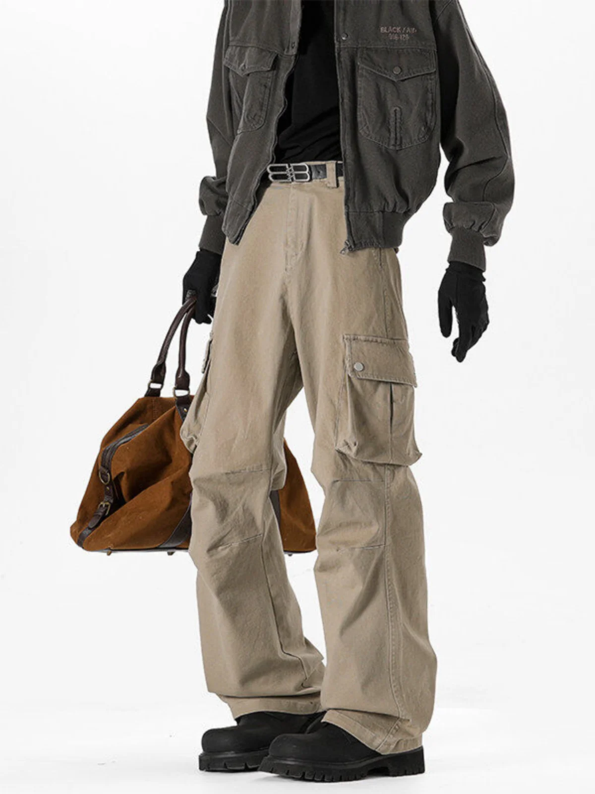 

American Sle Khaki Men's Workwear Pants Spring Autumn Cleanfit Drapey Straight Leg Trousers Paratrooper Utili Trousers