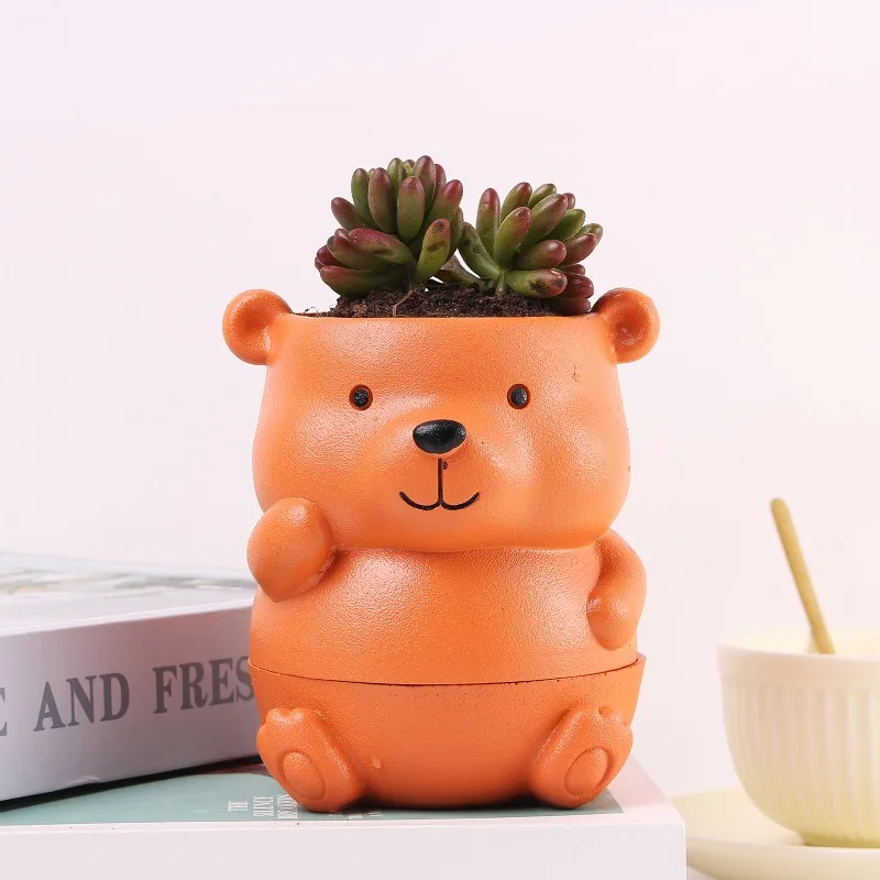 Creative cartoon animal design, succulent small flower pot, cute little bear and elephant desktop potted resin ornament