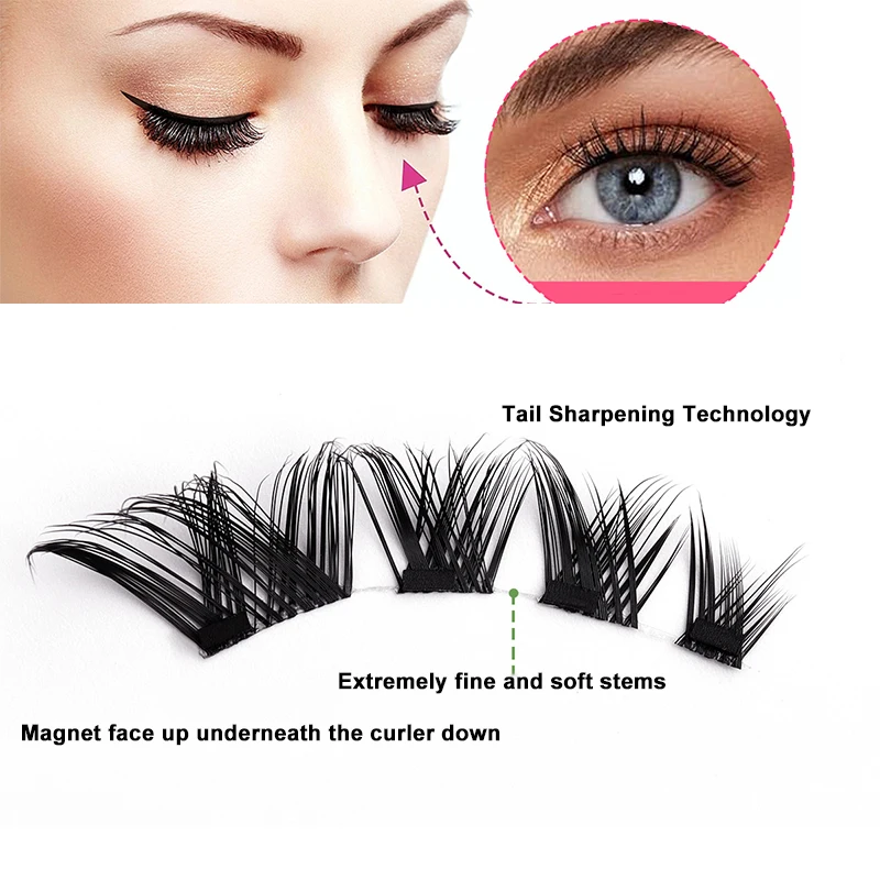 磁気まつげピンセット,カーラー付き,手作り,3D,ナチュラル,再利用可能