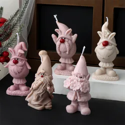 Cute Bunny Ear Hat Santa Claus Candle Silicone Mold Handmade Christmas Decor Scented Candle Plaster Resin Mould Christmas Gifts