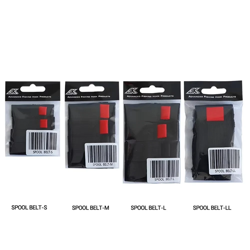 SHIQIAN 4-piece/bag fishing line reel with flexible black and red elastic fishing reel protector pulley accessories S M L LL set