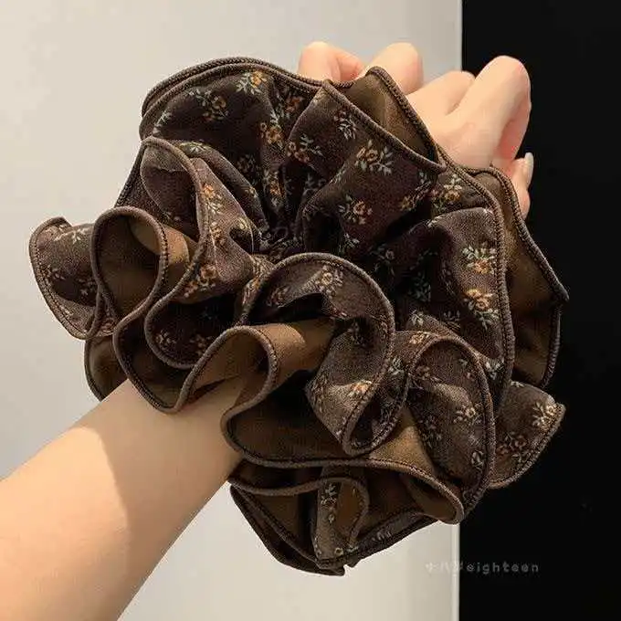 Übergroße Modische Damen-Haargummis mit Rüschen, Elastischer Pferdeschwanzhalter, Großes Scrunchie, Haarschmuck, Geschenke – Detail 4
