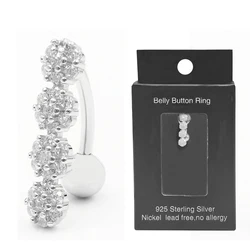 9925 Sterling Silver Cubic Zirkoon Navel Ring Dangle 14G Navel Ring Belly Piercing Voor Vrouwen
