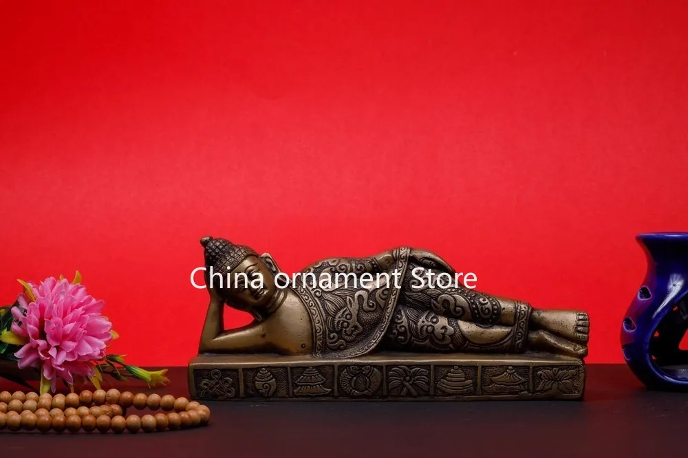 Old Zen Buddha Meditation Art Peaceful Decor Yoga Statue Serene Brass Figurine
