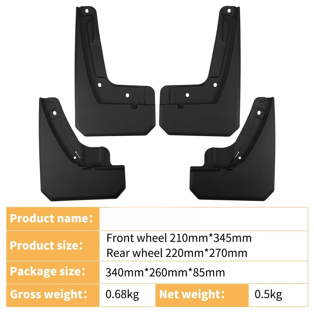 

4x Car Tire Mudguard For VinFast VF 3 2022-2026 Models Front Tire:345*210MM, Rear Tire:270*220MM Prevents Mud And Water Splashes