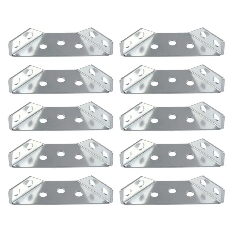 

652F 10Pcs Corner Brackets Cabinet Support Fixing Frame Corners Brace Universals Stainless Steel Furniture Corner Connector