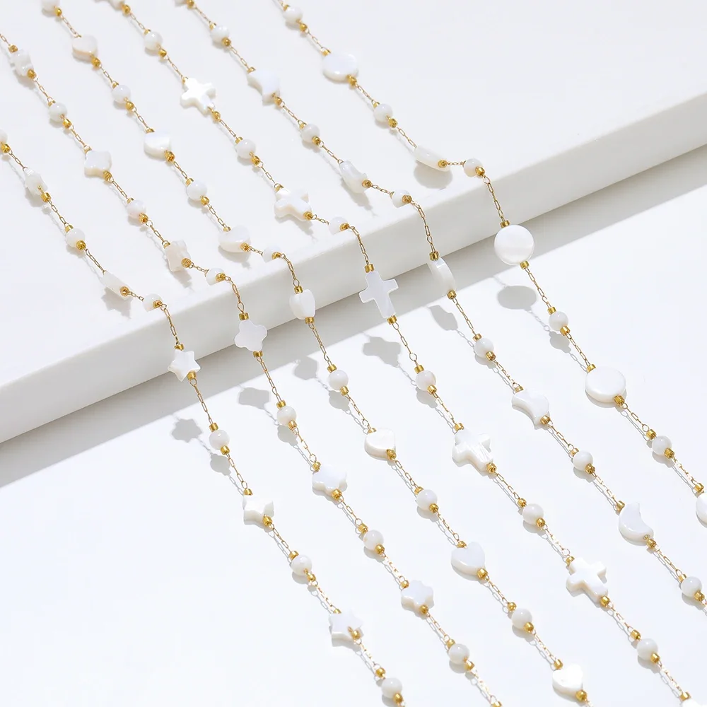 

1 Meter Stainless Steel Natural Shell Chains for DIY Women Girls Necklaces Findings Bracelet Supplies Jewelry Earrings Making
