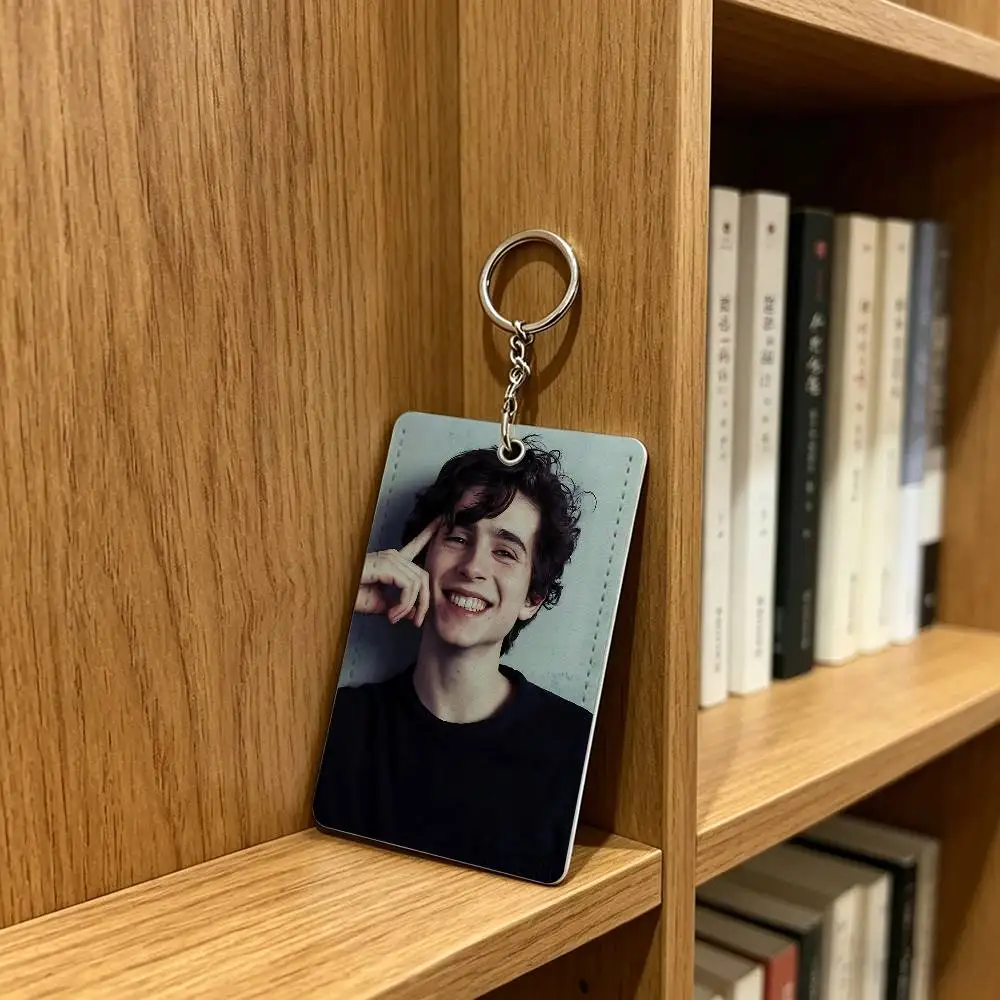 Cool T-Timothée Chalamet Card Holder Men And Womenn Universal Antirust Keychain Learther Access Drop Key Tag Ring