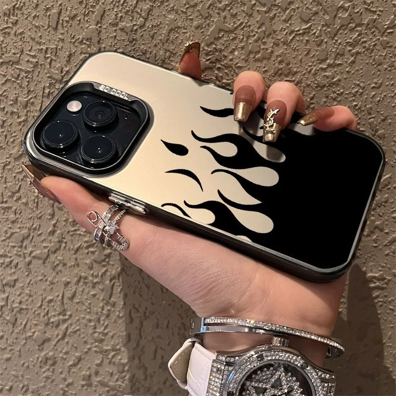 

Fashion Black Flame TPU Shockproof Frosted Mobile Phone Case Suitable for iPhone 16 15 14 13 12 11 Pro Max Plus Mini back cover