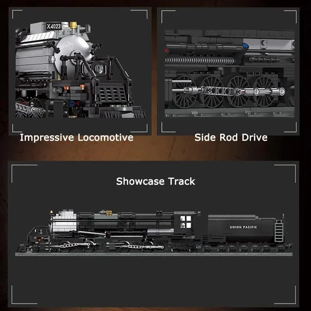 Kit de modèle de train de locomotive à vapeur BIGBOY de 1608 pièces avec pistes pour adolescents et adultes