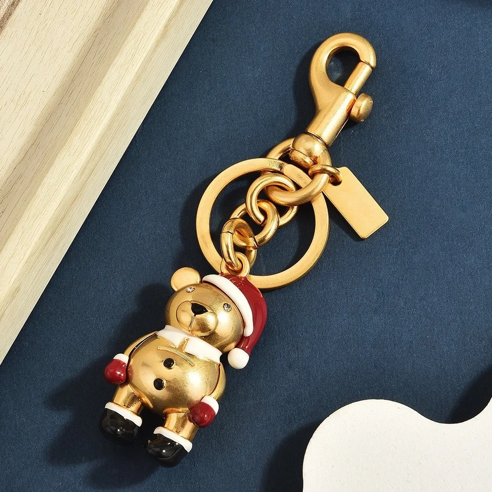 Metal Bear Keychain 3D Bear Keychain 3D Bear Figure Lobster Clasp Bear Key Ring Flower Bouquet Bear Bag Charm Key Organization