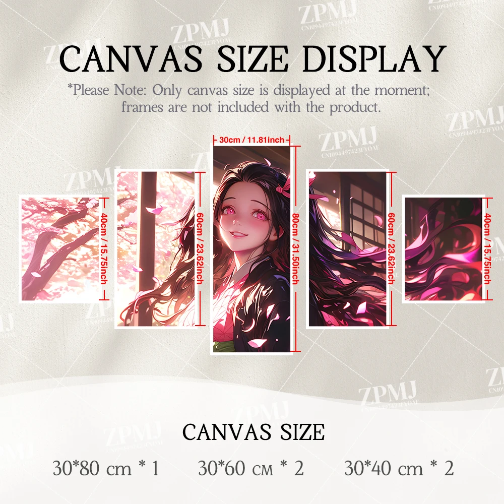 Dämonentöter Kamado Nezuko Charakter Wandkunst Bilder Drucke Poster Home Decor Anime Leinwand Innengemälde Zimmer rahmenlos – Detail 7