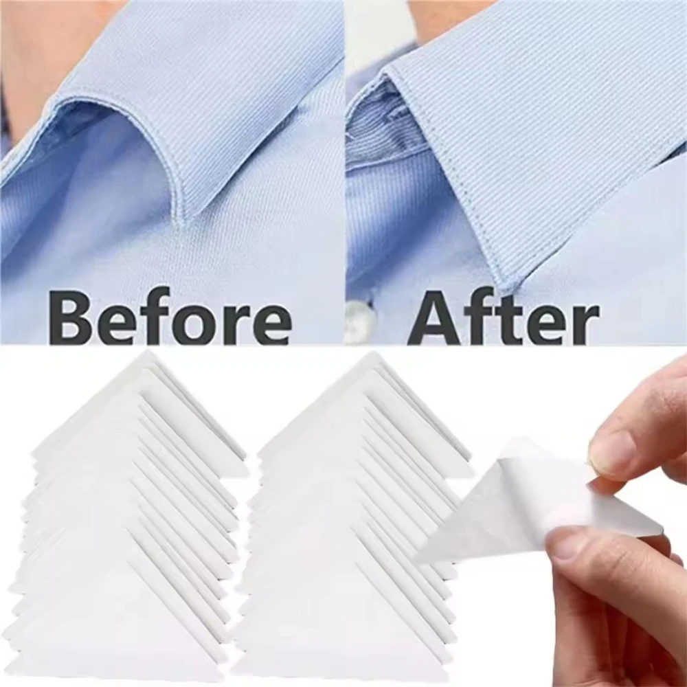 

50Pcs Self Adhesive Collar Styling Tape Does Not Warp Shirt Neck Protector Pads Shirt Collar Support Collar Pads For Women Men