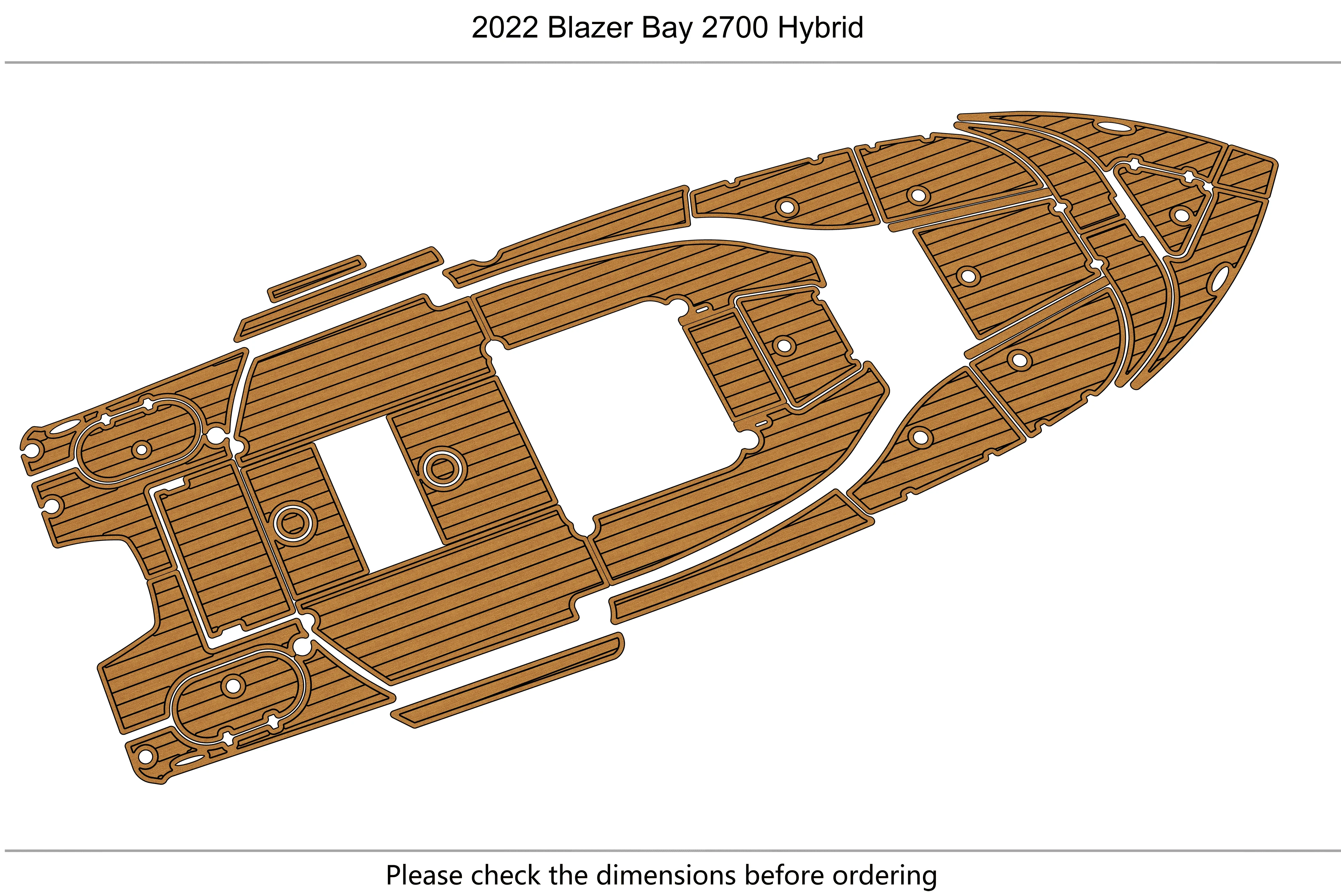 Anti-Skid EVA Faux Teak Self-Adhesive 6mm Boat Decking Pad for 2022 Blazer Bay 2700 Hybrid Cockpit Durable Marine Flooring