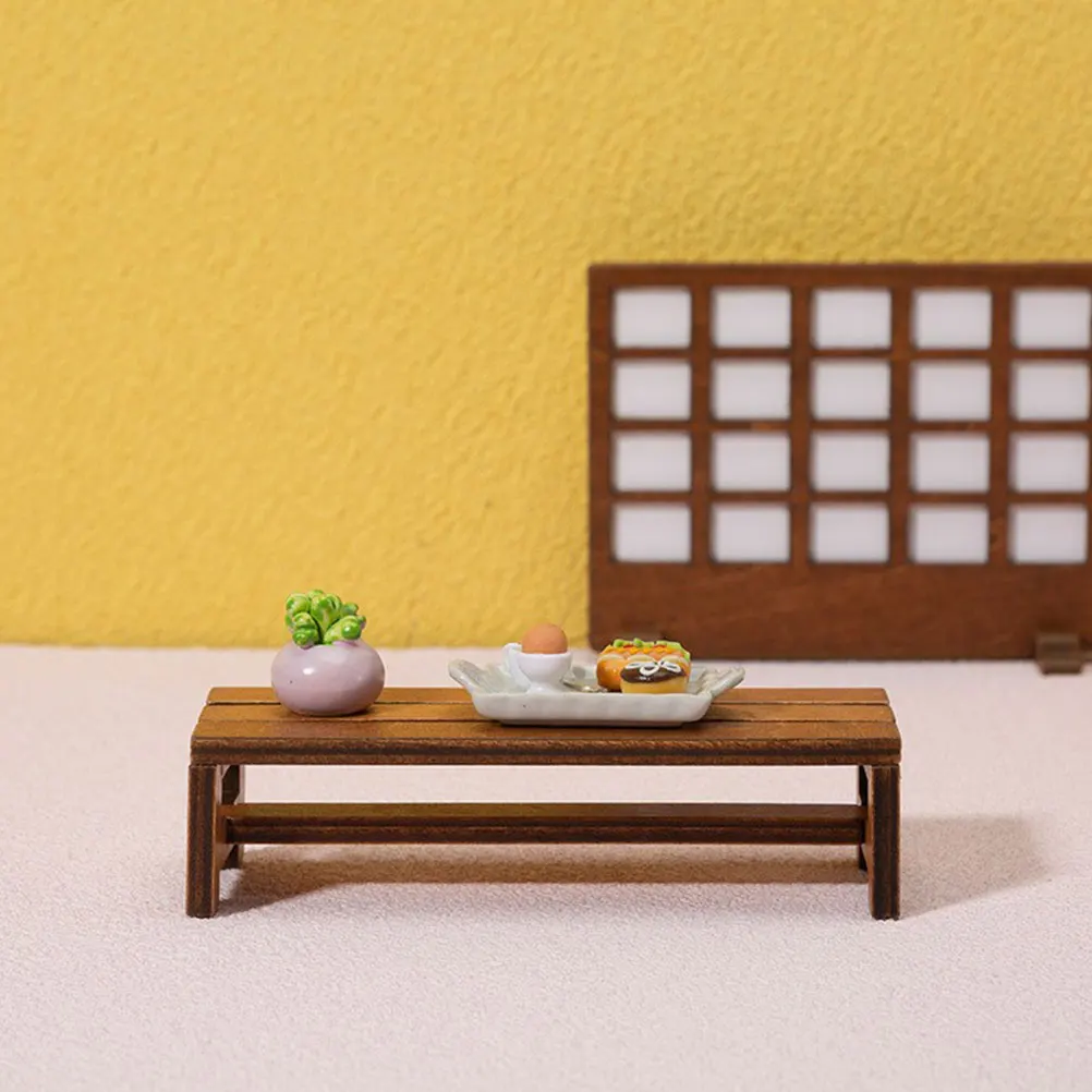 

2pcs Miniature Prop Realistic For Mini House Mini Wooden Storage Bench Decor Small Storage House Furniture Furniture