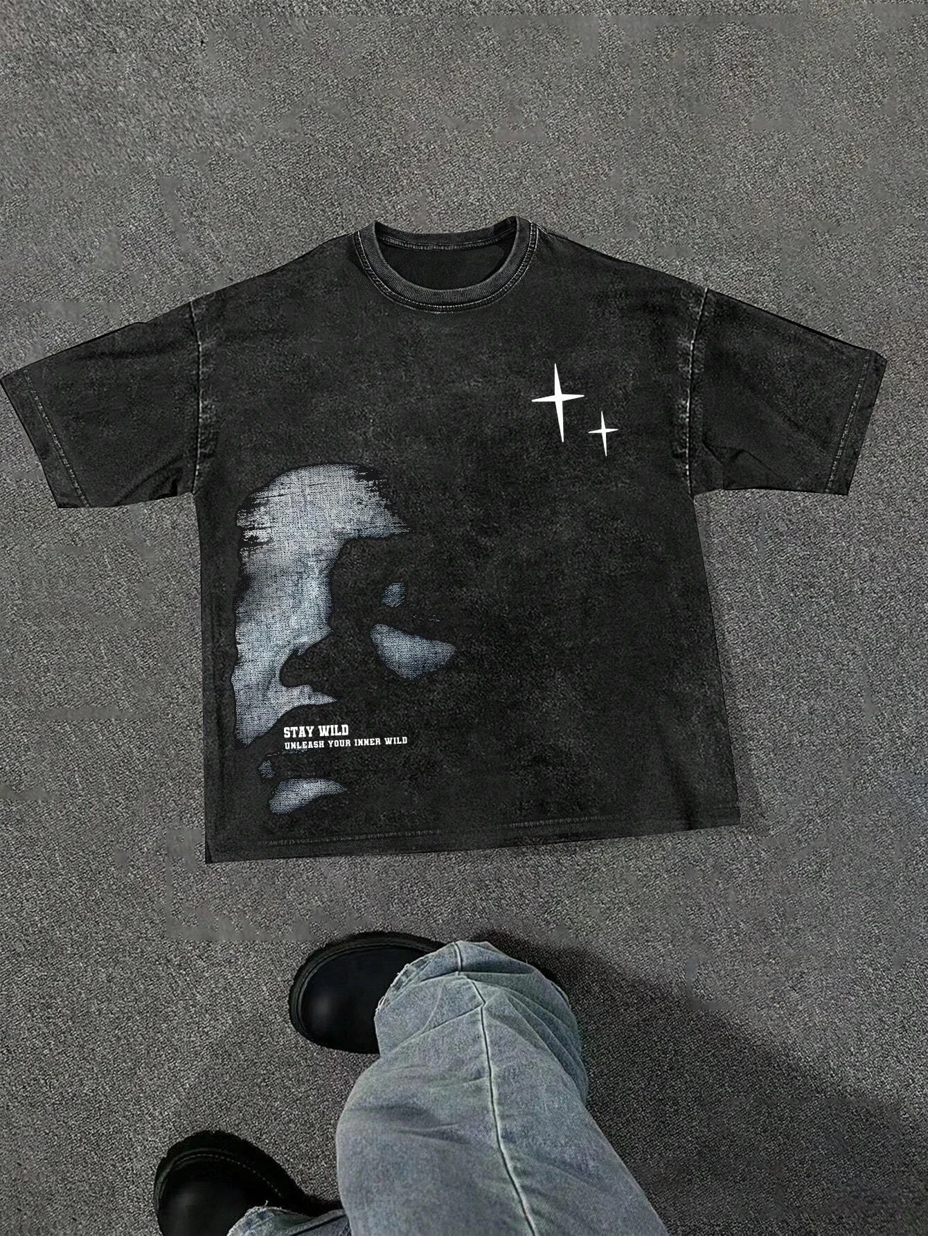 Manfinity EMRG الرجال النساء طاقم الرقبة الجرافيك طباعة قصيرة الأكمام تي شيرت غير رسمي للخروج صديقها هدية للجنسين موضة الاتجاه