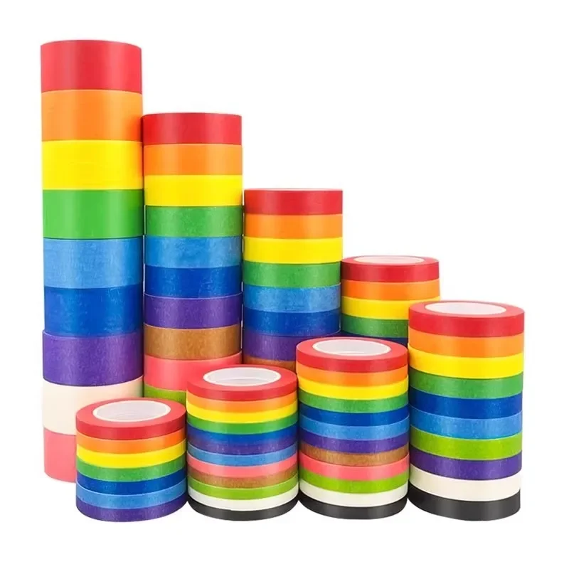 

Набор из 12 цветных маскирующих лент Eco Rainbow, 13 м! Лента малярная для творчества, рукоделия, DIY, декора подарков, поделок в классе, скрапбукинга