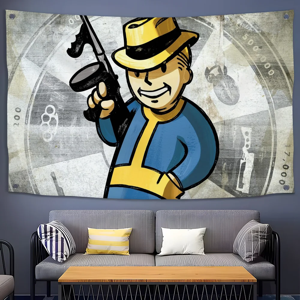 لعبة-F-fallouts-logo رائع الرجعية العلم غرفة نوم المنزل وفي الهواء الطلق الجدار الشنق الحفل مطبوعة خلفية الديكور الفن راية #3