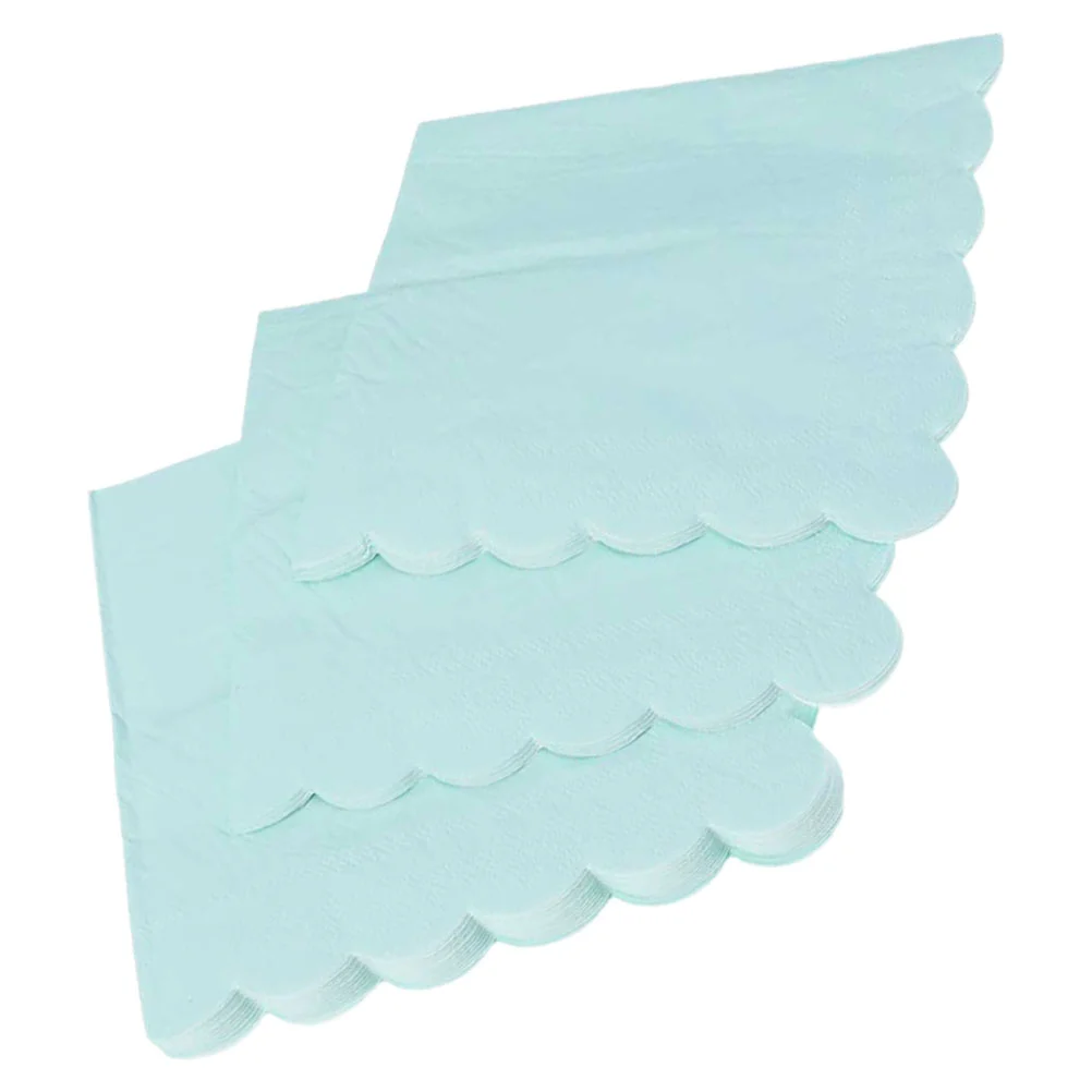 16 Pcs Napkin Party Napkins Wavy Edge Mint 33cm Wave Sage Paper Patterned Supply Banquet