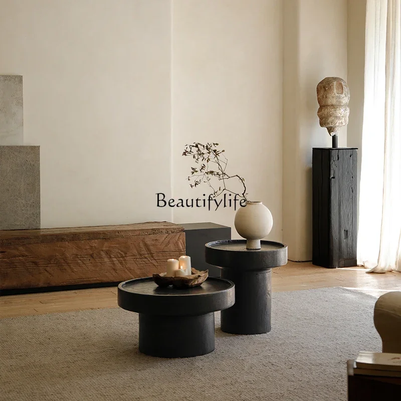طاولة قهوة جانبية مقاس 04، غرفة معيشة، طاولة رصيف الرياح B & B wabi-sabi، مجموعة إبداعية من السجل الأسود