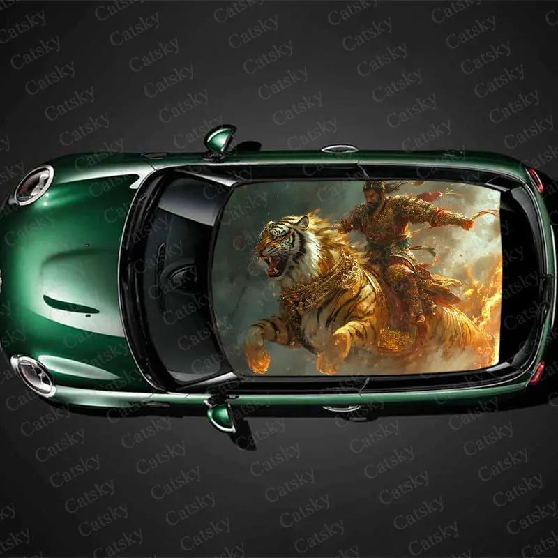 

Wukong Rides A Tiger Print наклейка на крышу автомобиля Wrap Racing SUV Auto Accessories Packaging PVC Car Hood Graphic Decal Decoration