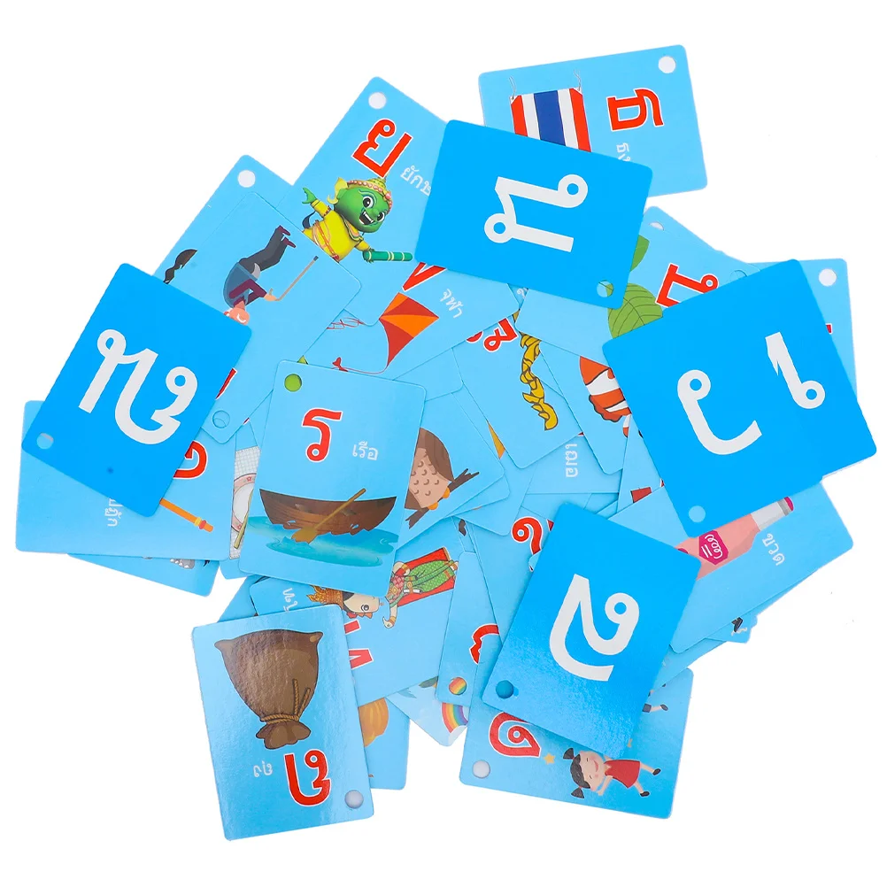 45Pcs Thai Flash Cards Vocabulary Builder for Toddlers Preschool Educational Games Learning Materials Educational Games