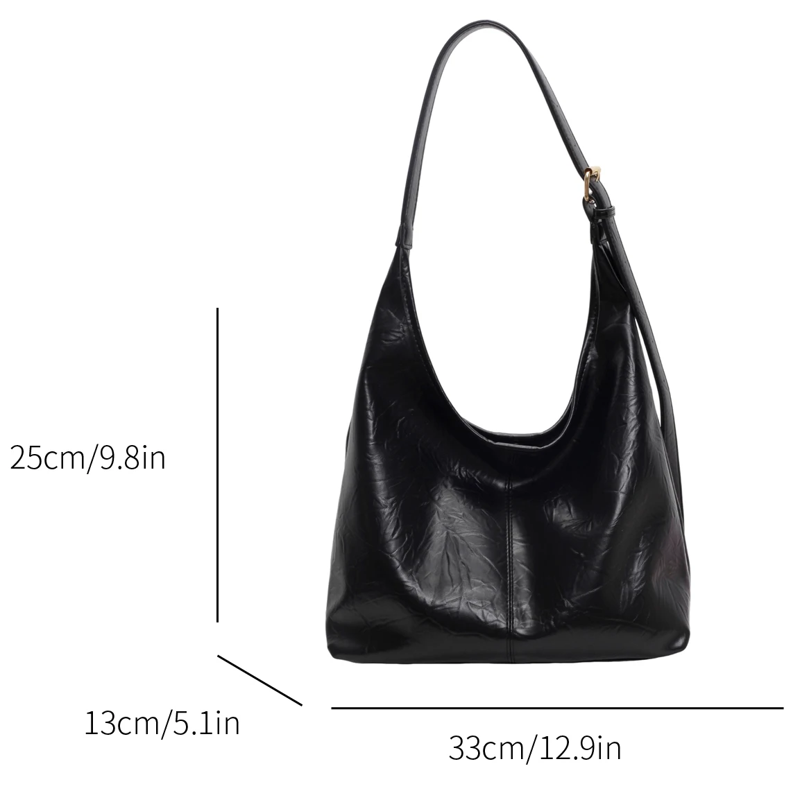 Bolso de hombro de gran capacidad para mujer, bolsa de viaje de cuero compuesto, color negro y plateado, 2 unidades