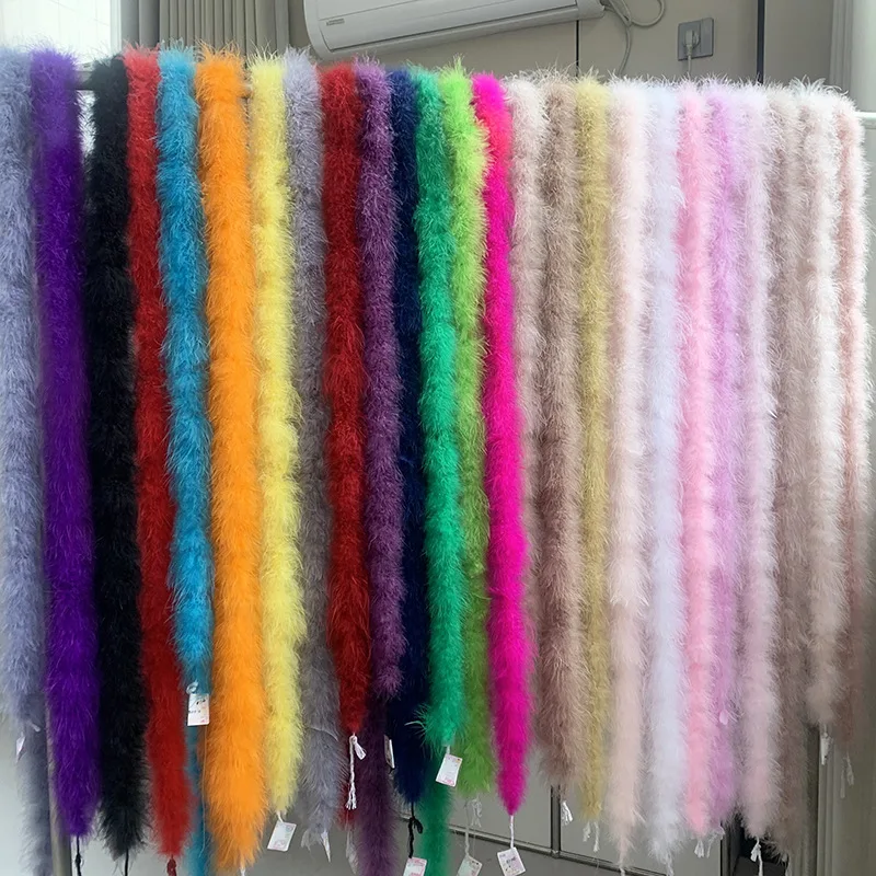 Tiras de plumas de pavo esponjosas de 16 gramos, 2m, 1/5/10 Uds., para manualidades de disfraces de fiesta de boda, decoración de escenario, plumas peludas, Boas, pluma DIY