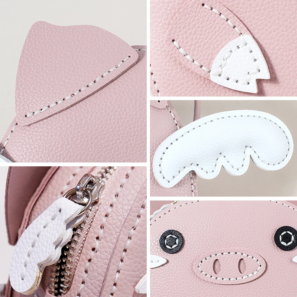 1set Faux Leather Pieces Materials,  DIY Sewing Cute Bag Template, DIY Making Mini Pig Shoulder Bag Leather Design Stencil Molds view 6